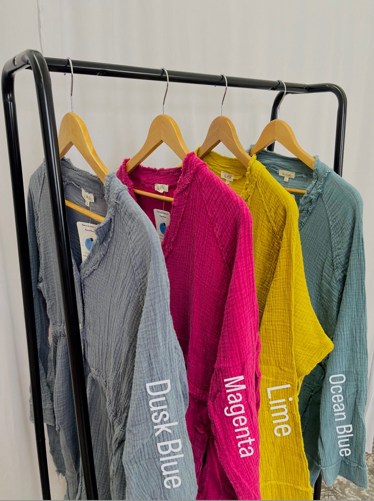 Frayed Hem Gauze Cinched Waist Button Up Jacket