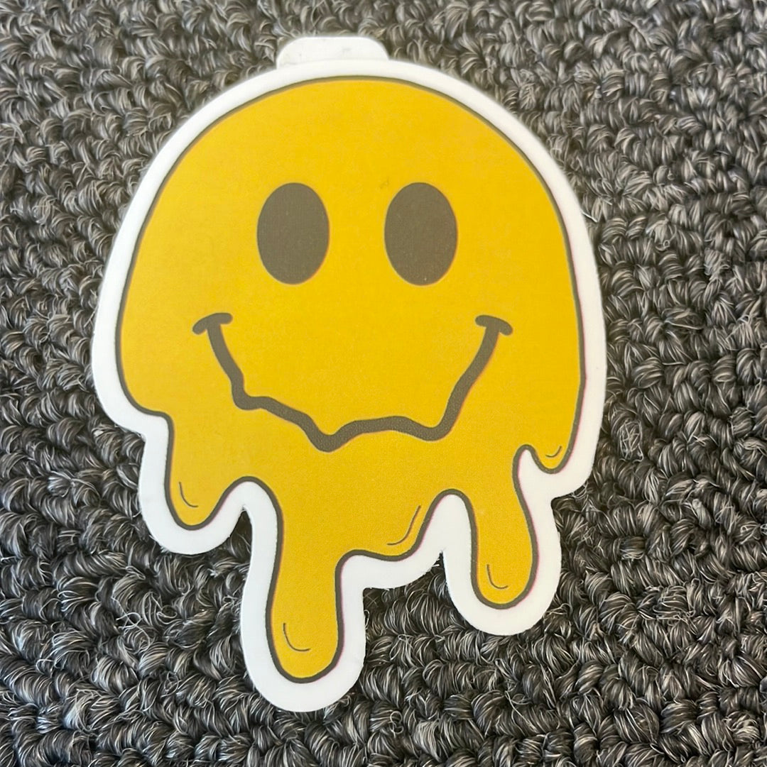 Dripping Smiley Face Vinyl Sticker