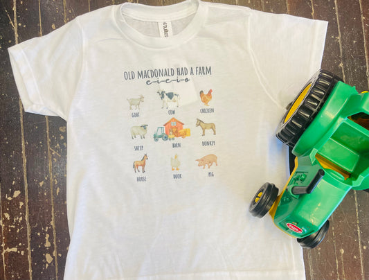 Old Macdonald Had A Farm Kids Tee