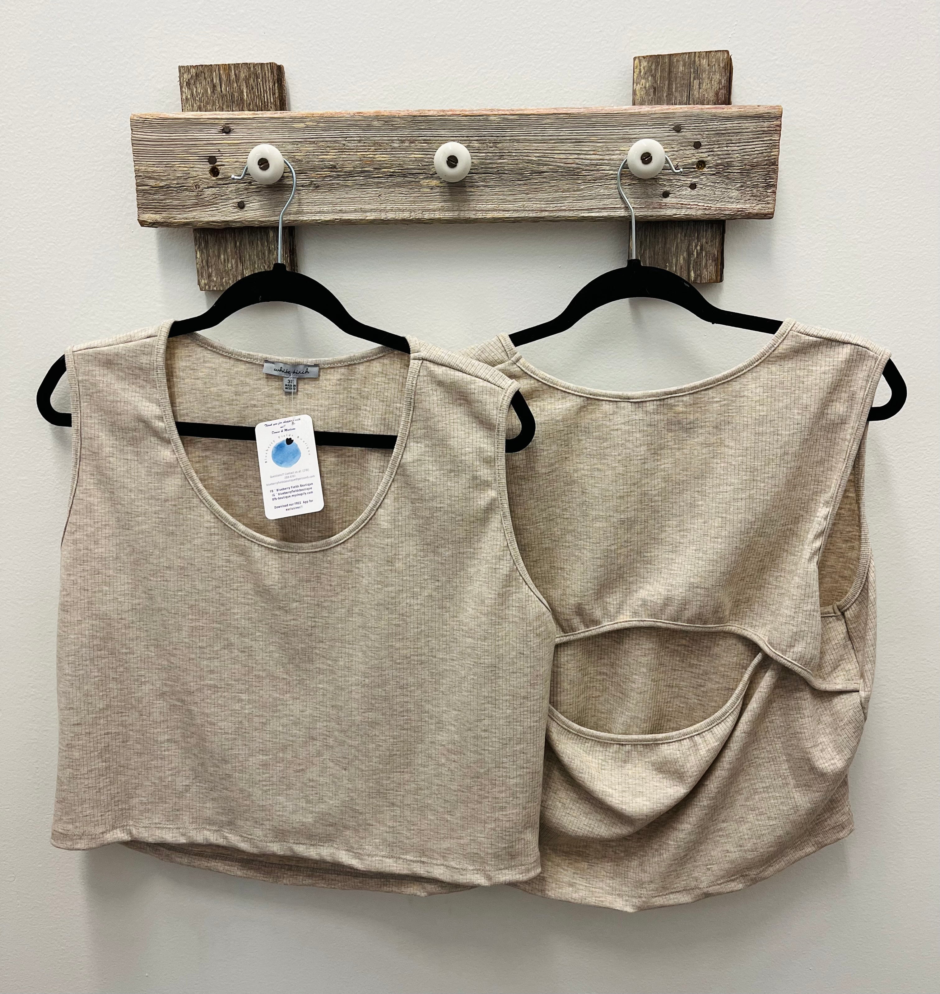 Beige Open Back Crop Top