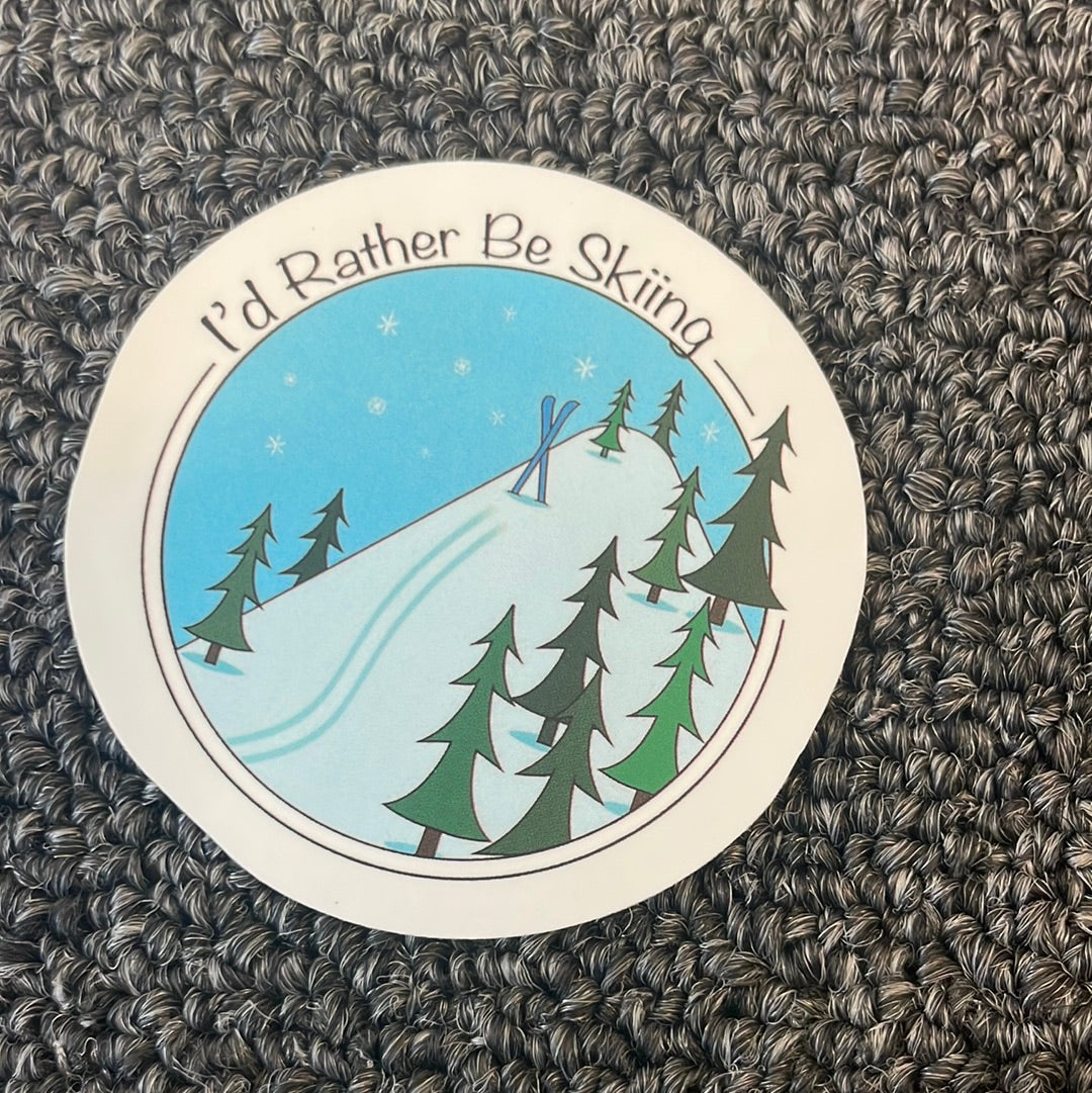 I'd Rather Be Skiing Vinyl Sticker