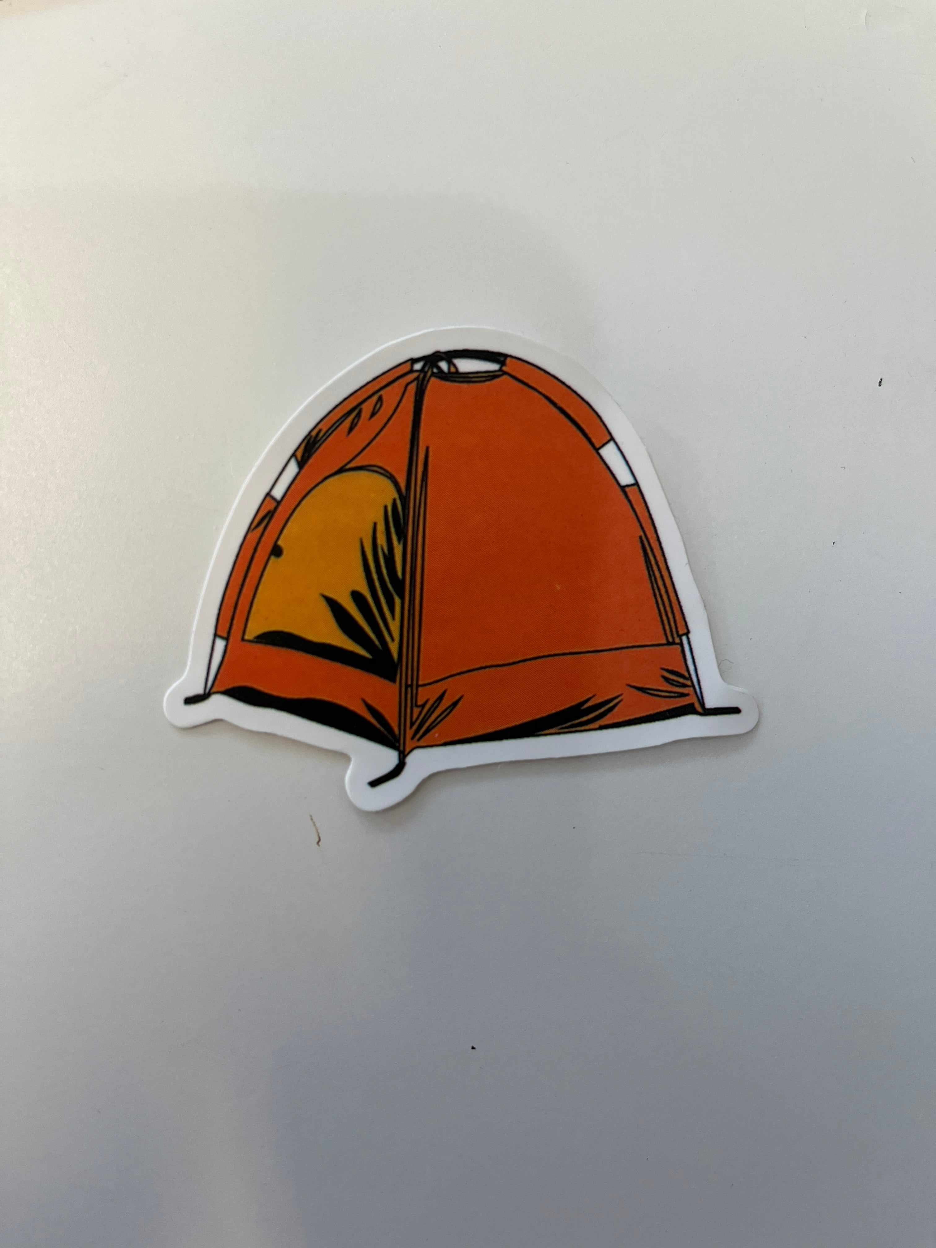 Orange Tent Vinyl Sticker