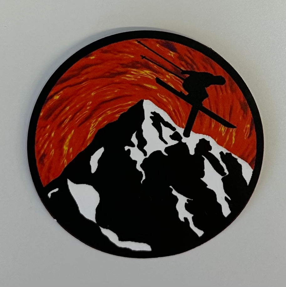 Skier with Mountain Sticker