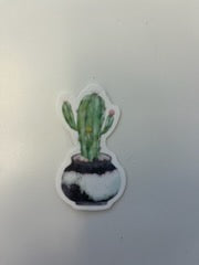 Cactus With Black and White Pot Vinyl Sticker