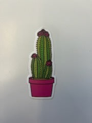 Cactus in Pink Flower Pot Vinyl Sticker