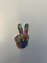 Colorful Peace Sign With Mushrooms Vinyl Sticker