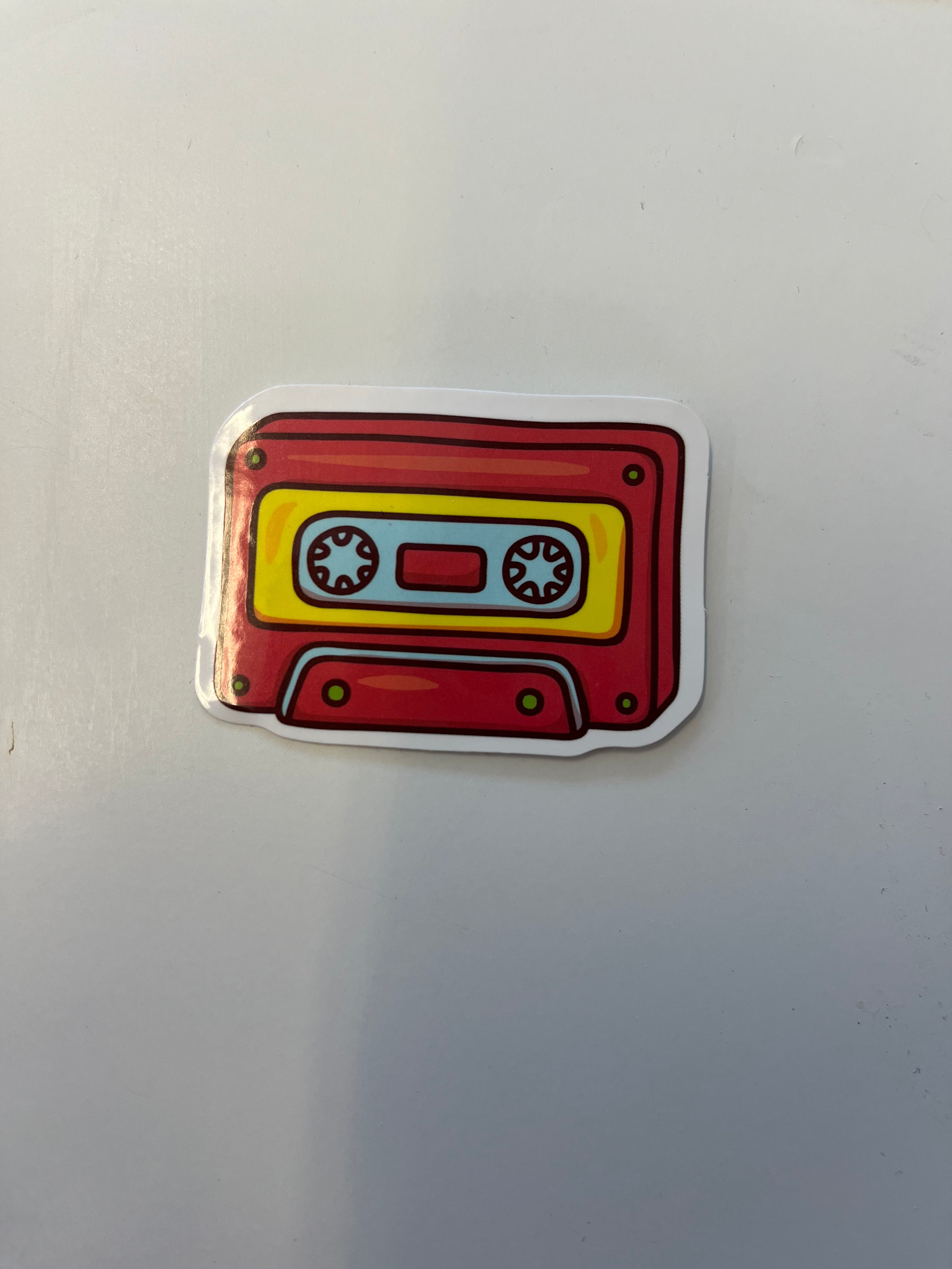 Red and Yellow Cassette Tape Vinyl Sticker