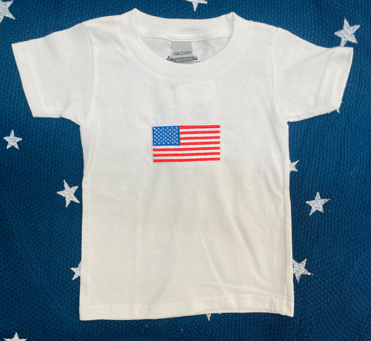 Kids Embroidered American Flag Tee