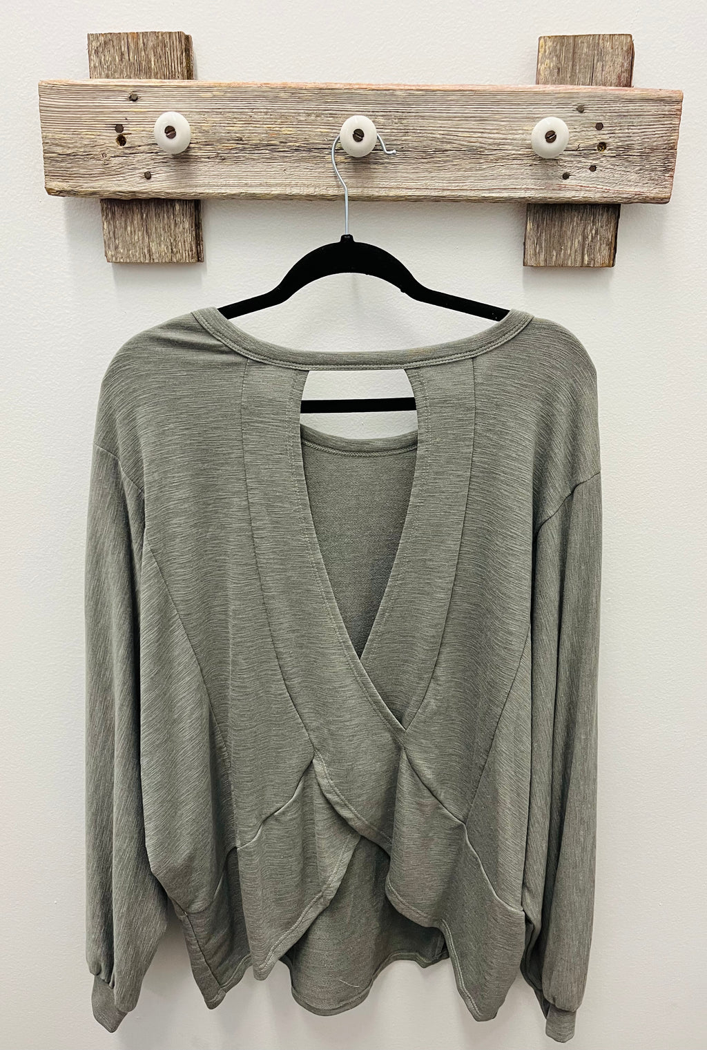 Olive Open Back Criss Cross Top