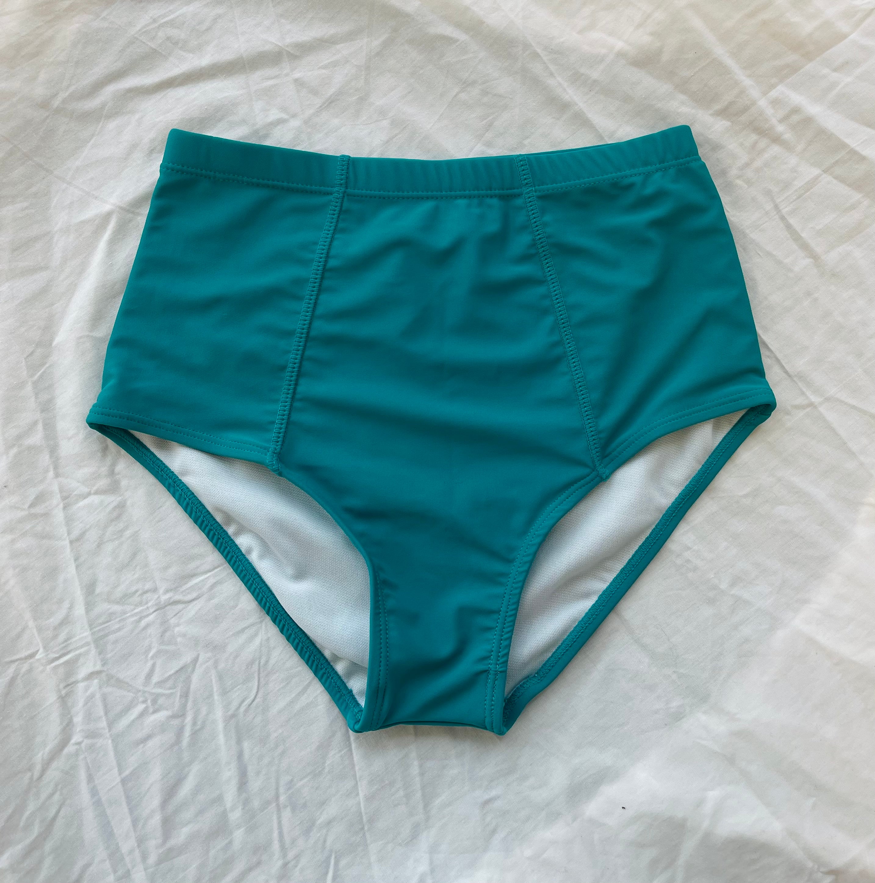 Dark Turquoise High Rise Swim Bottoms