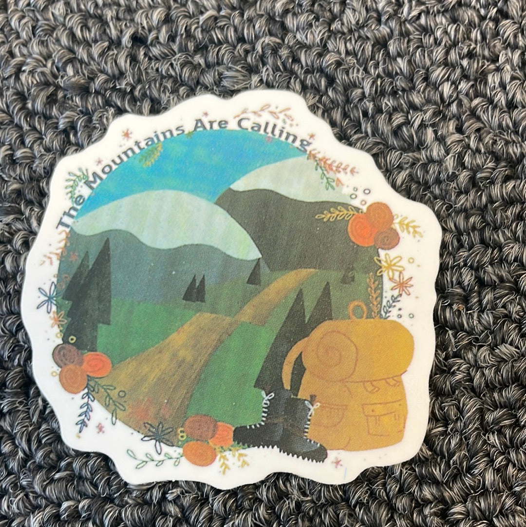 The Mountains Are Calling Vinyl Sticker