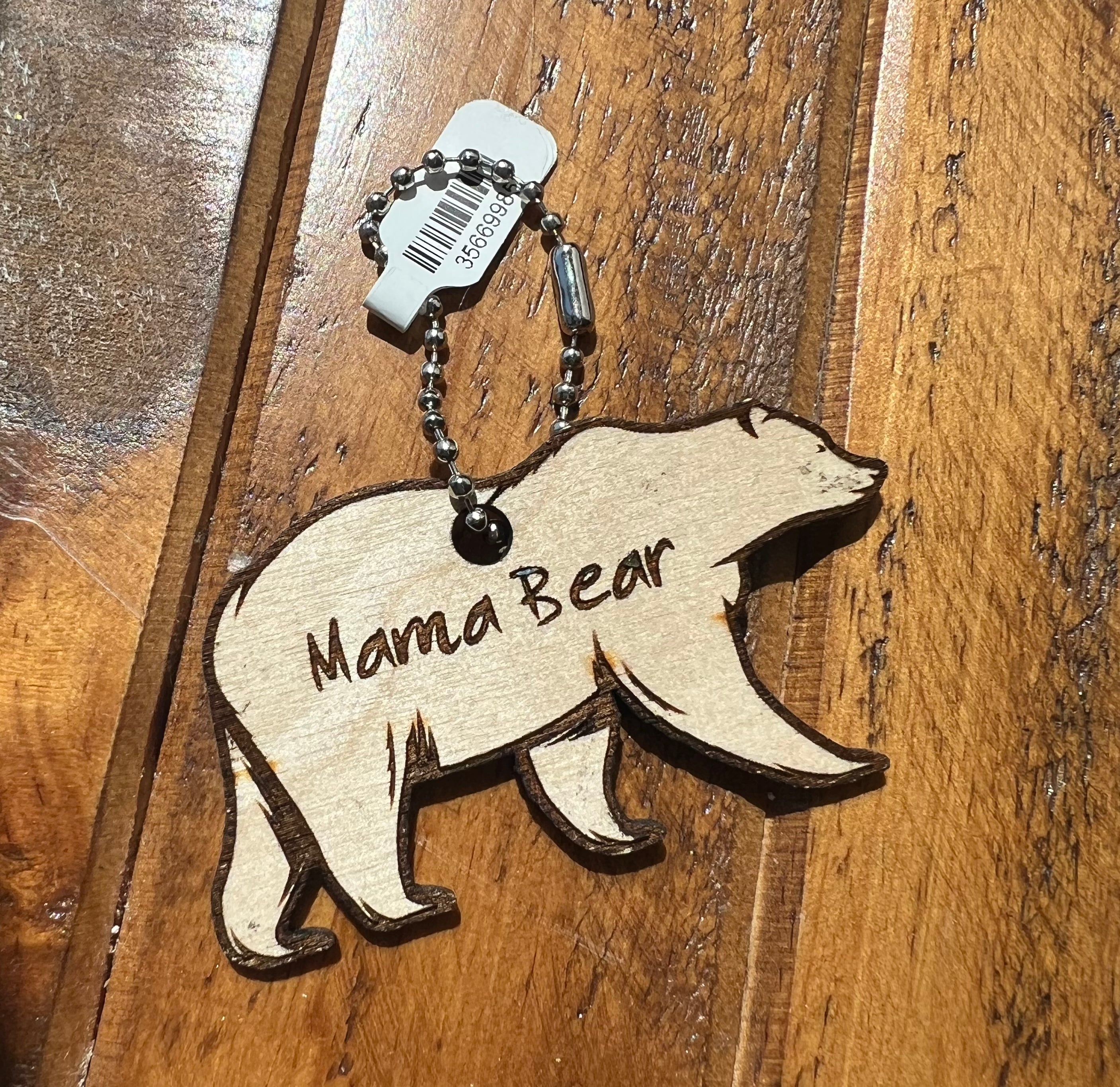 Mama Bear Wooden Keychain