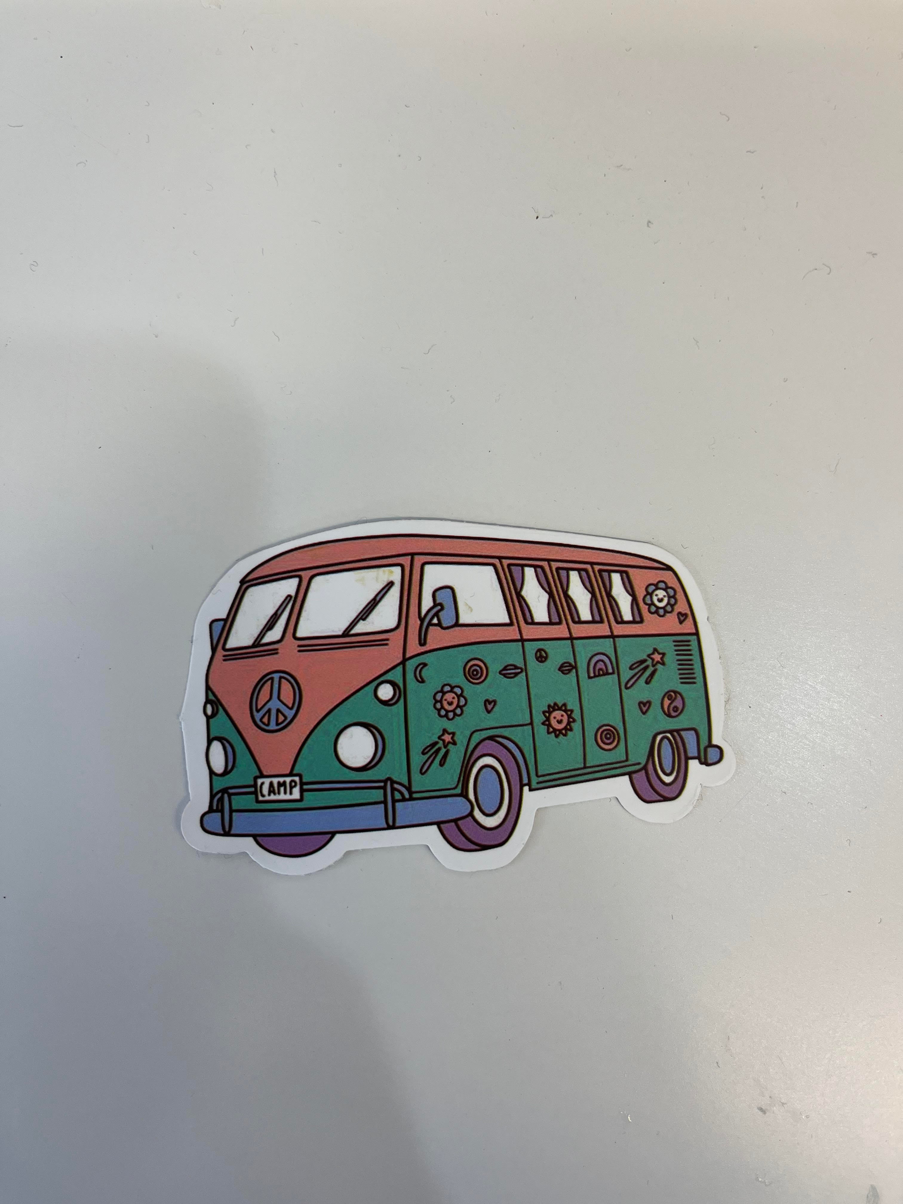 Blue and Peach Van Vinyl Sticker