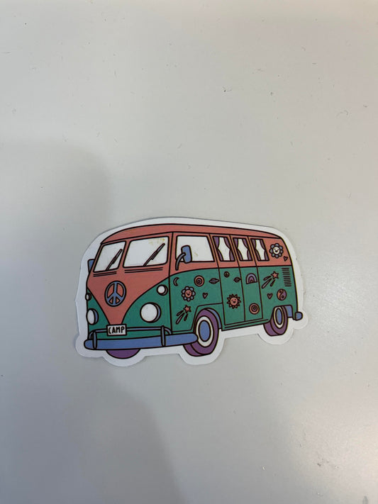 Blue and Peach Van Vinyl Sticker
