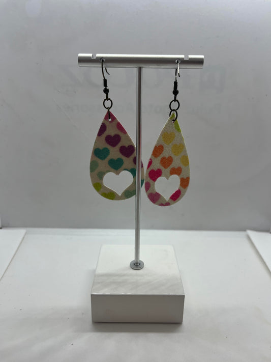 Rainbow Heart Teardrop Earrings