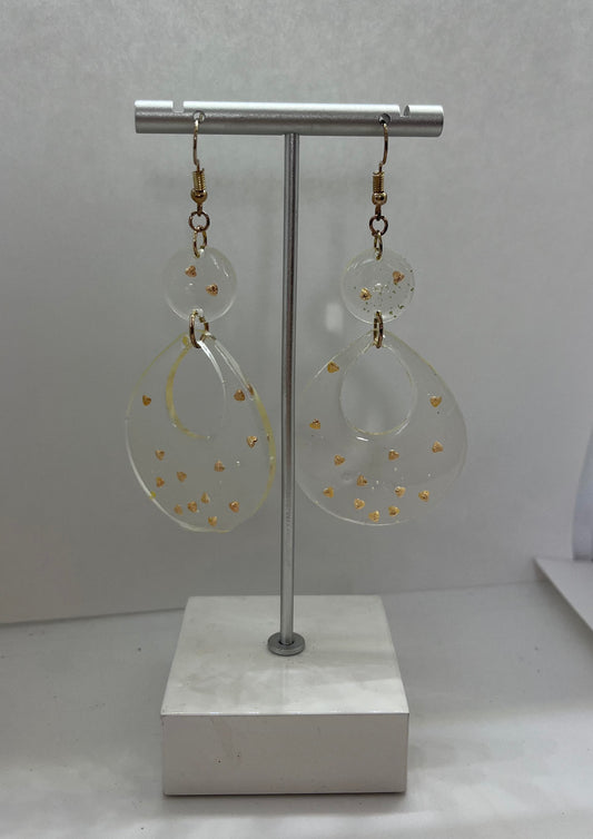 Tear Drop Gold Resin Earrings