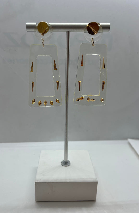 Square Resin Earrings with Gold Flecks