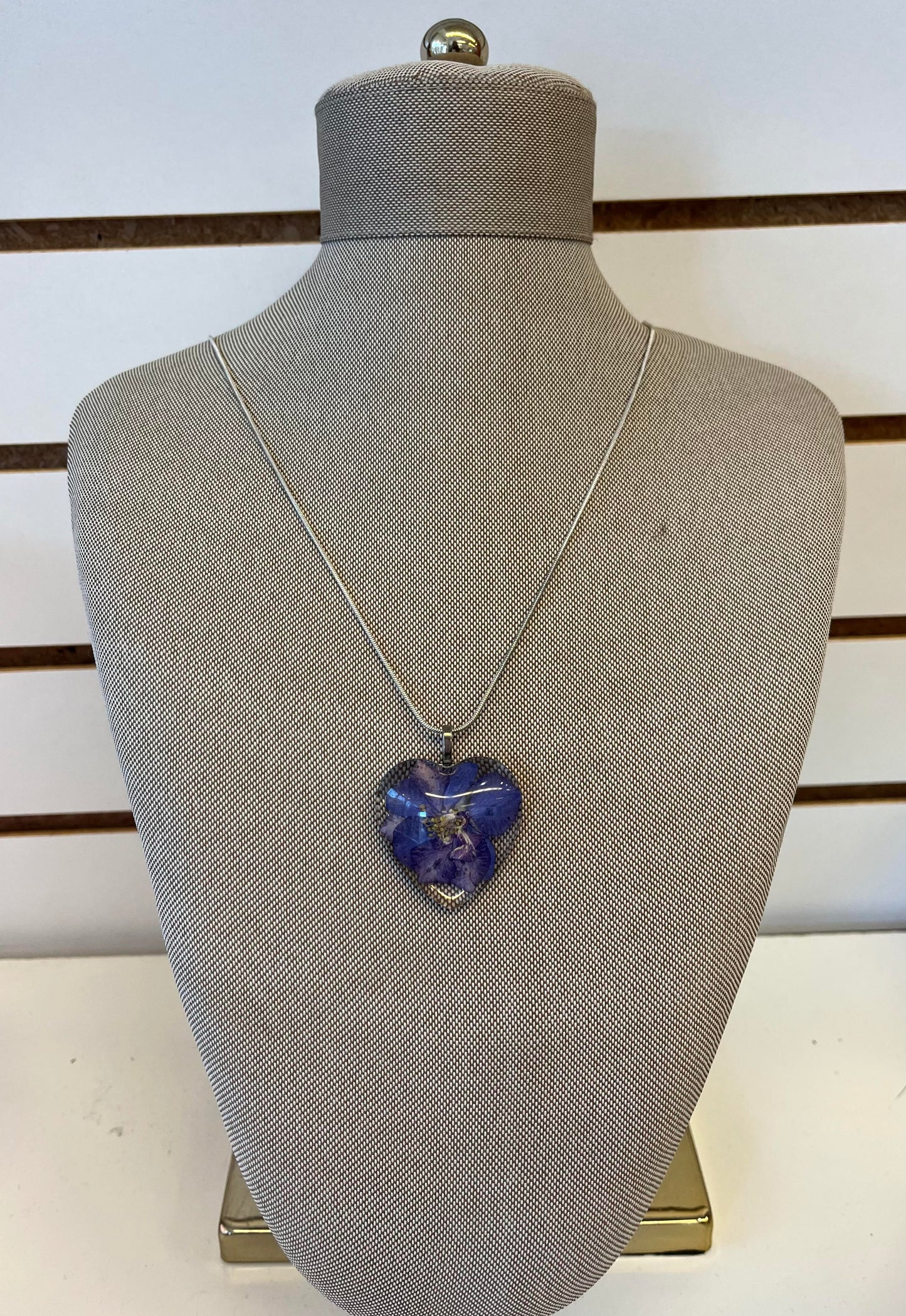 Purple Dried Floral Heart Necklace