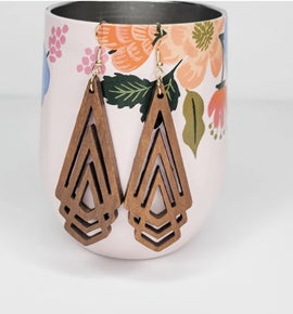 Stacking Diamonds Wood Carved Earrings