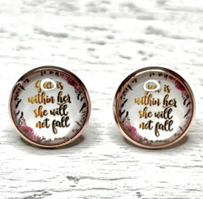 God is with her She will not fall ~ earrings