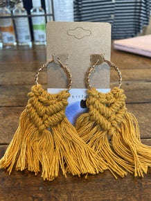 Macrame Mustard Hoop Earrings