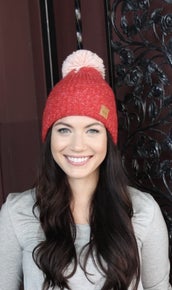 Red & Pink Pom Hat
