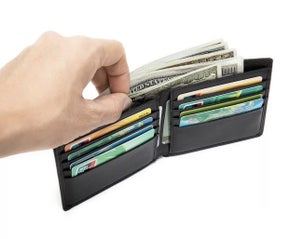 Mens RFID Black Leather Wallet