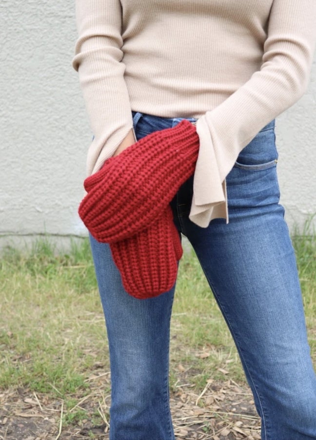 Red Cable Knit Mittens