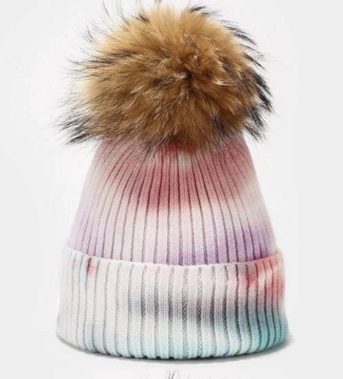 Tye Dye Rainbow Pom Hat