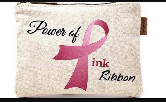 Power of Pink Ribbon Canvas Makeup Bag