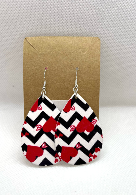 Chevron Heart Earrings
