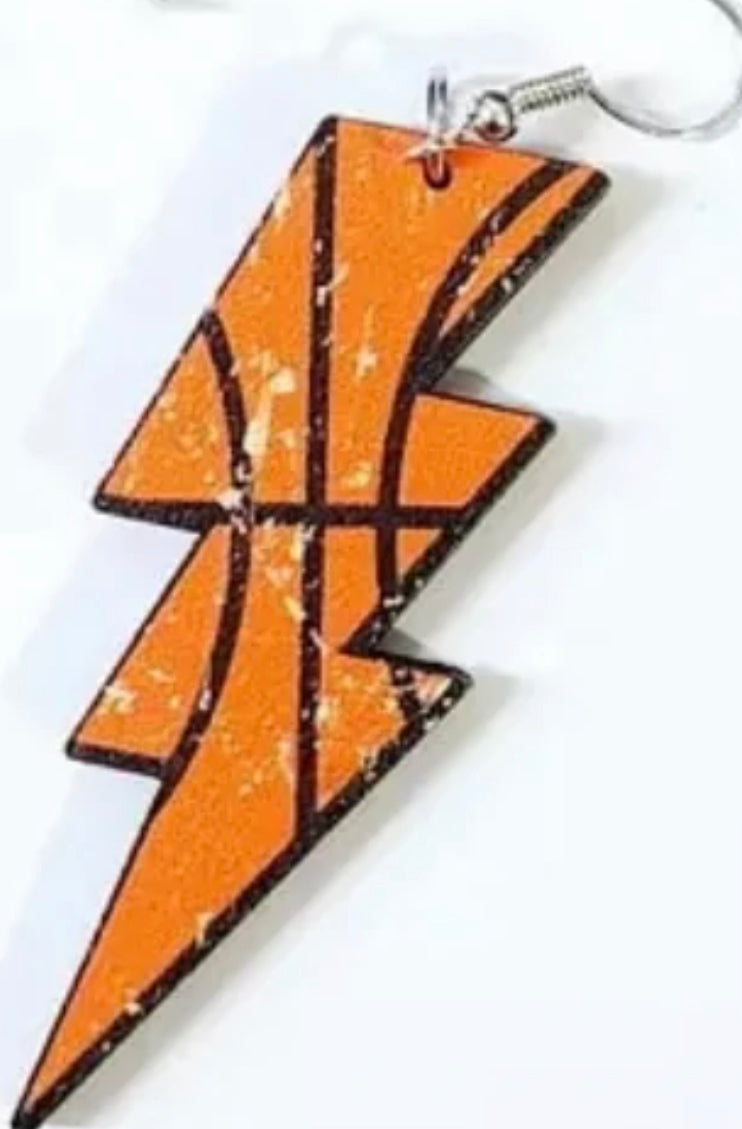 Basketball Lightening Bolt Earrings