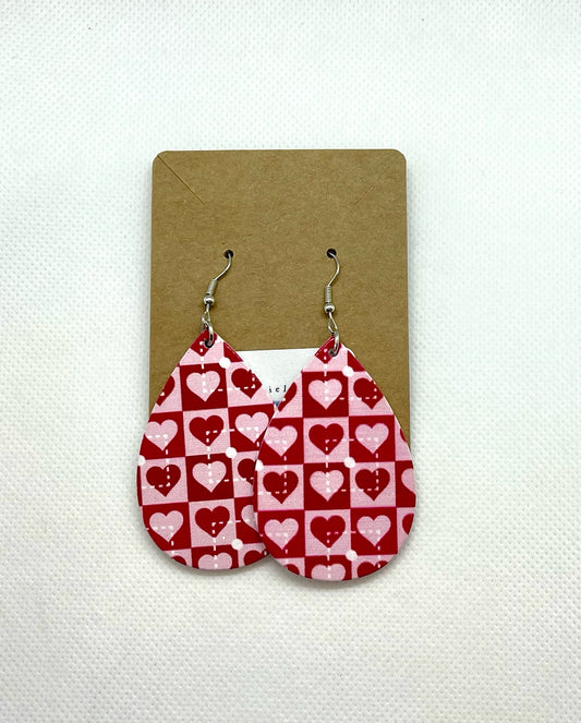 Checkered Heart Earrings