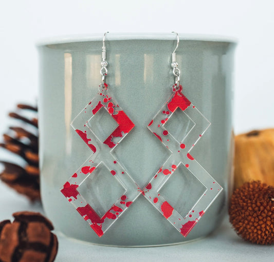 Blood Splatter Double Diamond Acrylic Dangles