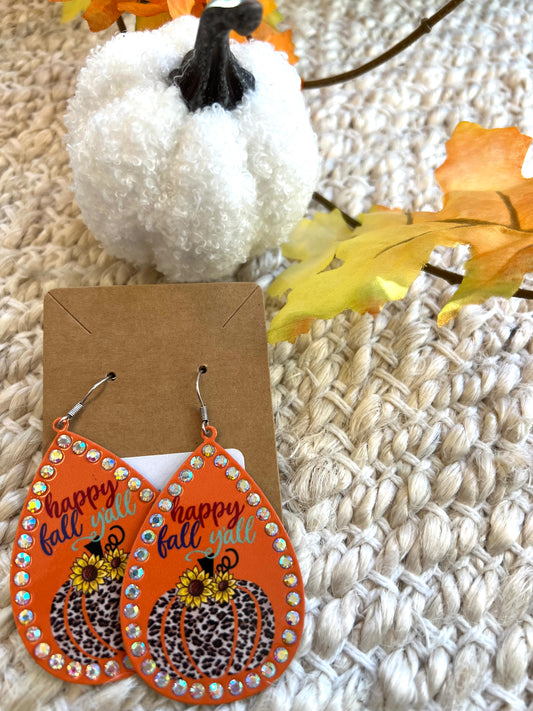 Cheetah Pumpkin Happy Fall Earrings