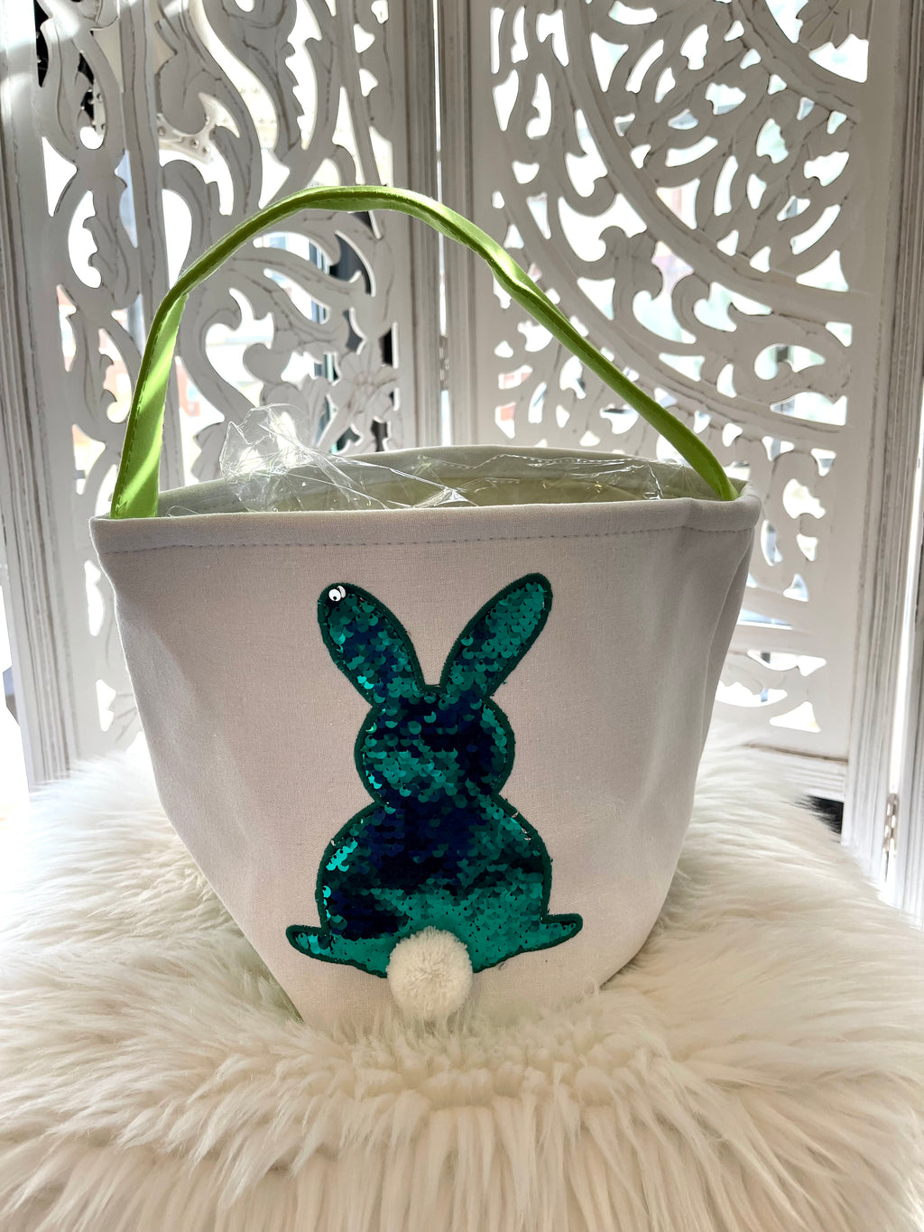Reversible Sequin Bunny Easter Basket