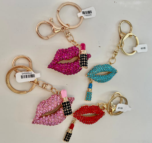 Rhinestone Lips Keychain