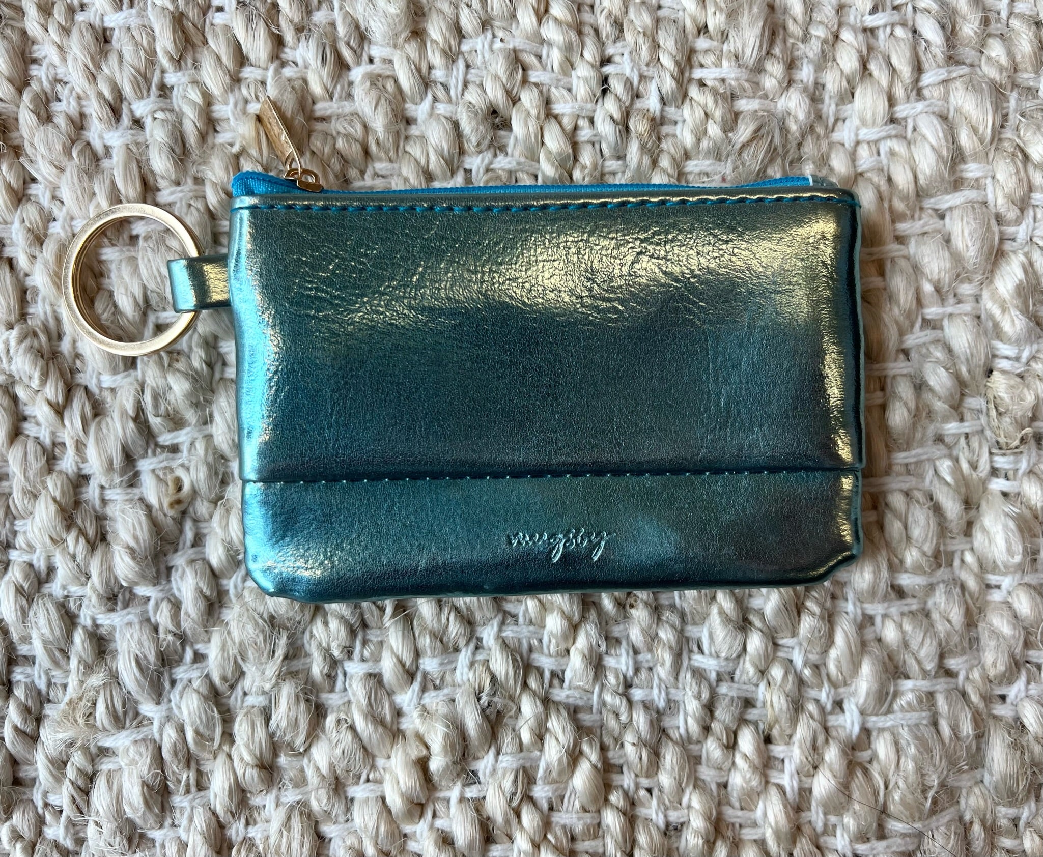 Blue Metallic Keychain Wallet