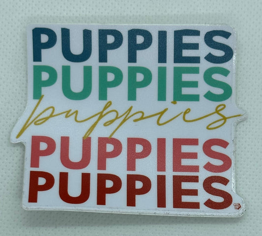 Colorful Fonts Puppies Sticker