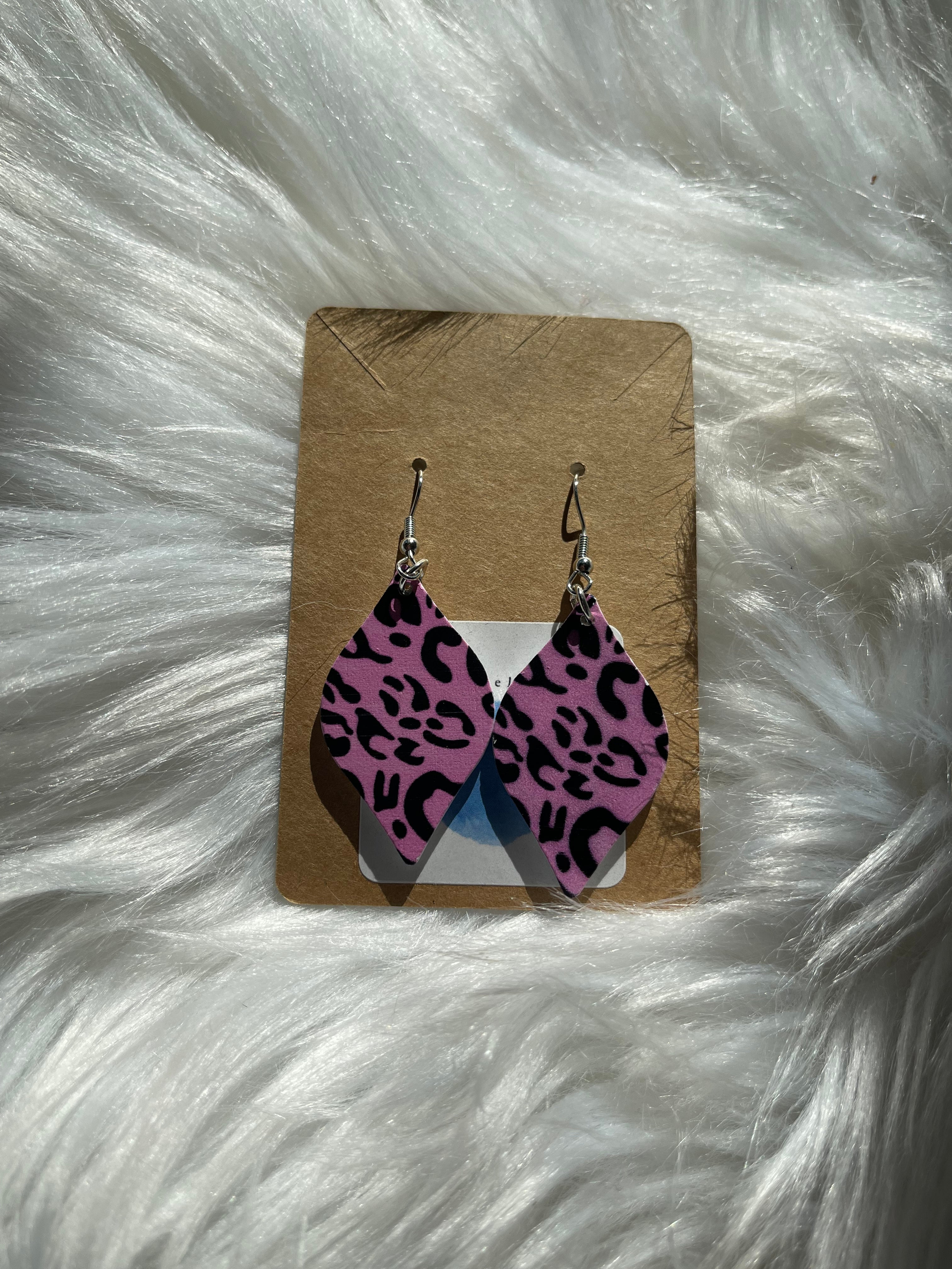 Pink Leopard Print Earrings