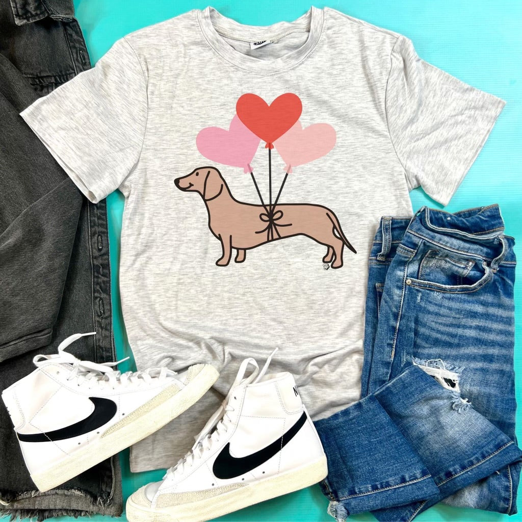 Dachshund Heart Balloons Tee