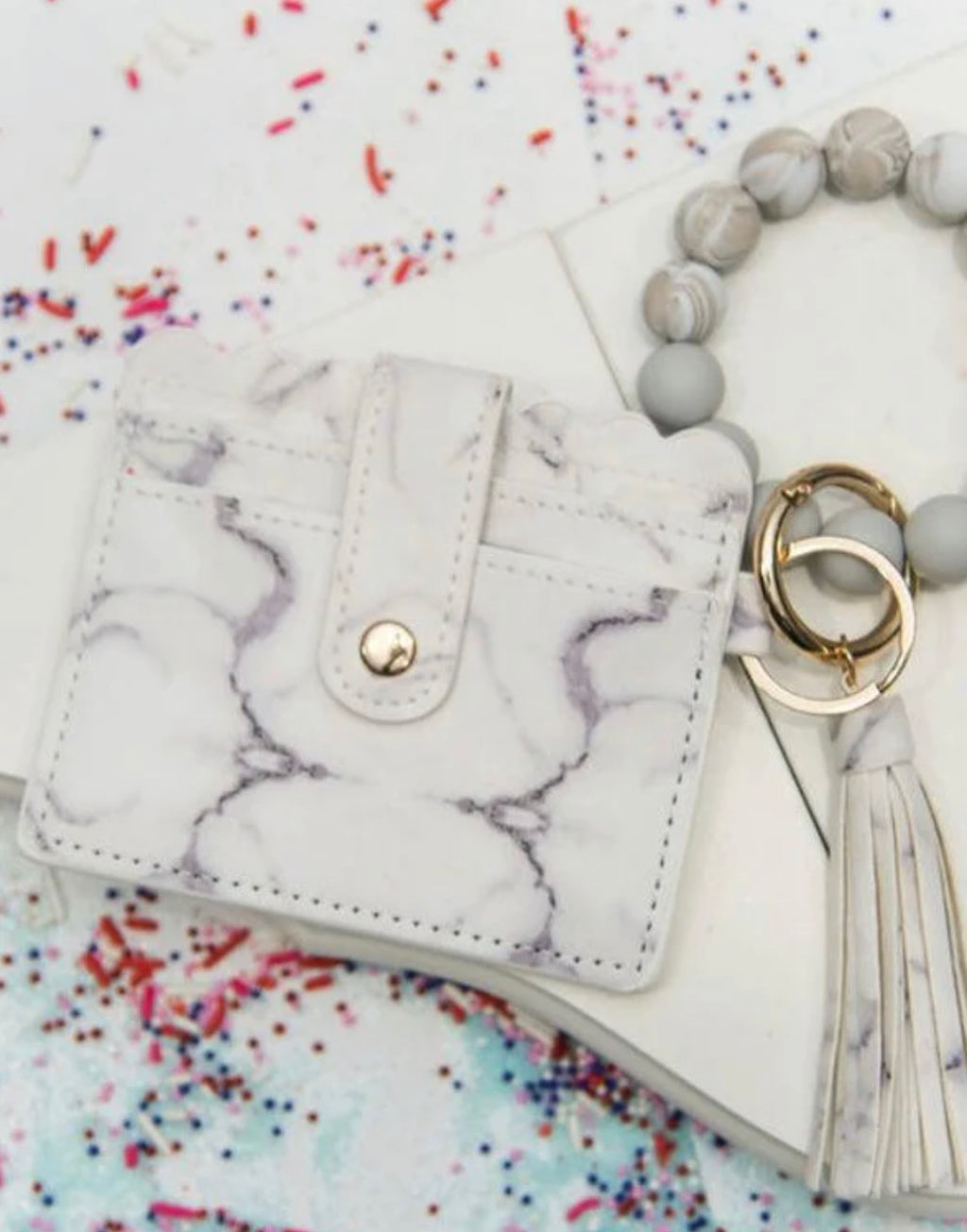 Beaded Tassel Cardholder Keychain