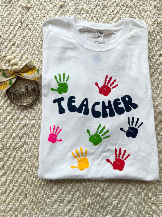 Handprint Teacher Tee