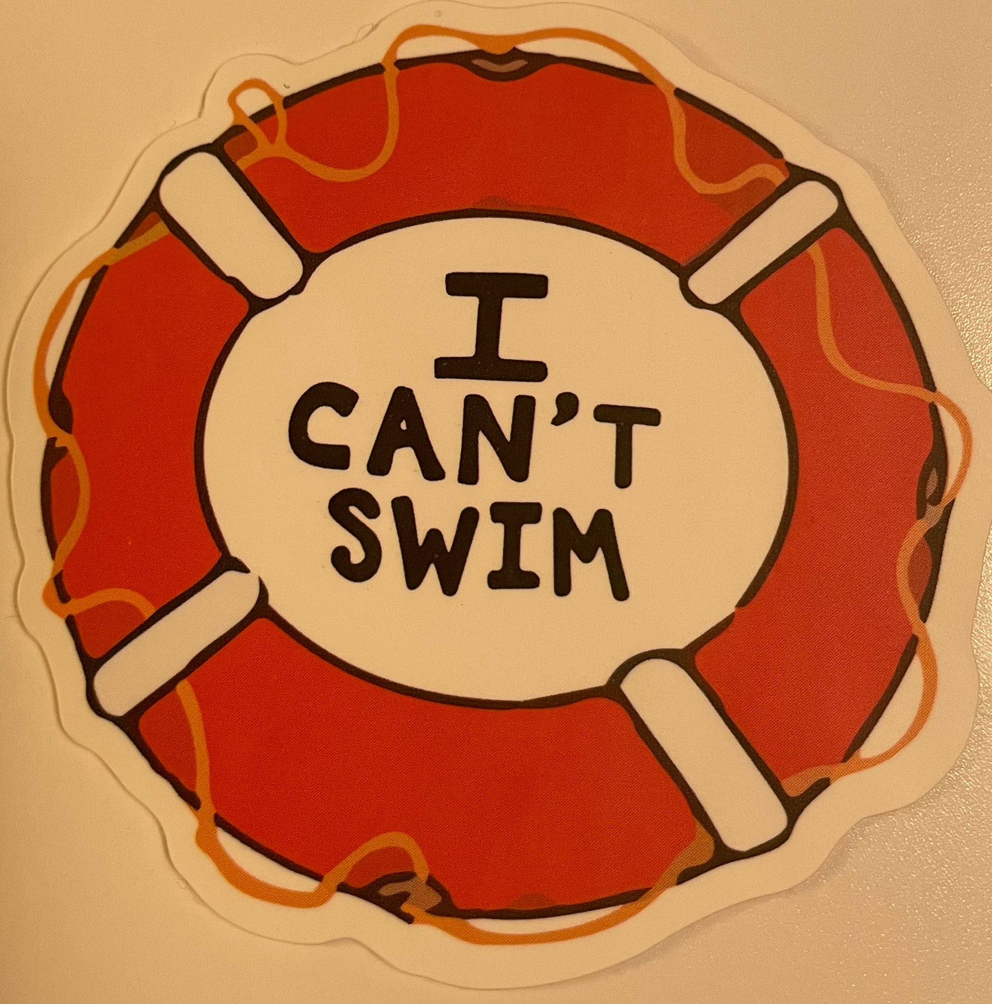 I Can't Swim Vinyl Sticker
