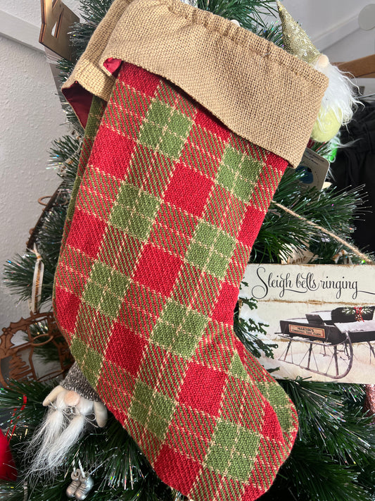 Green and Red Checkered Stocking