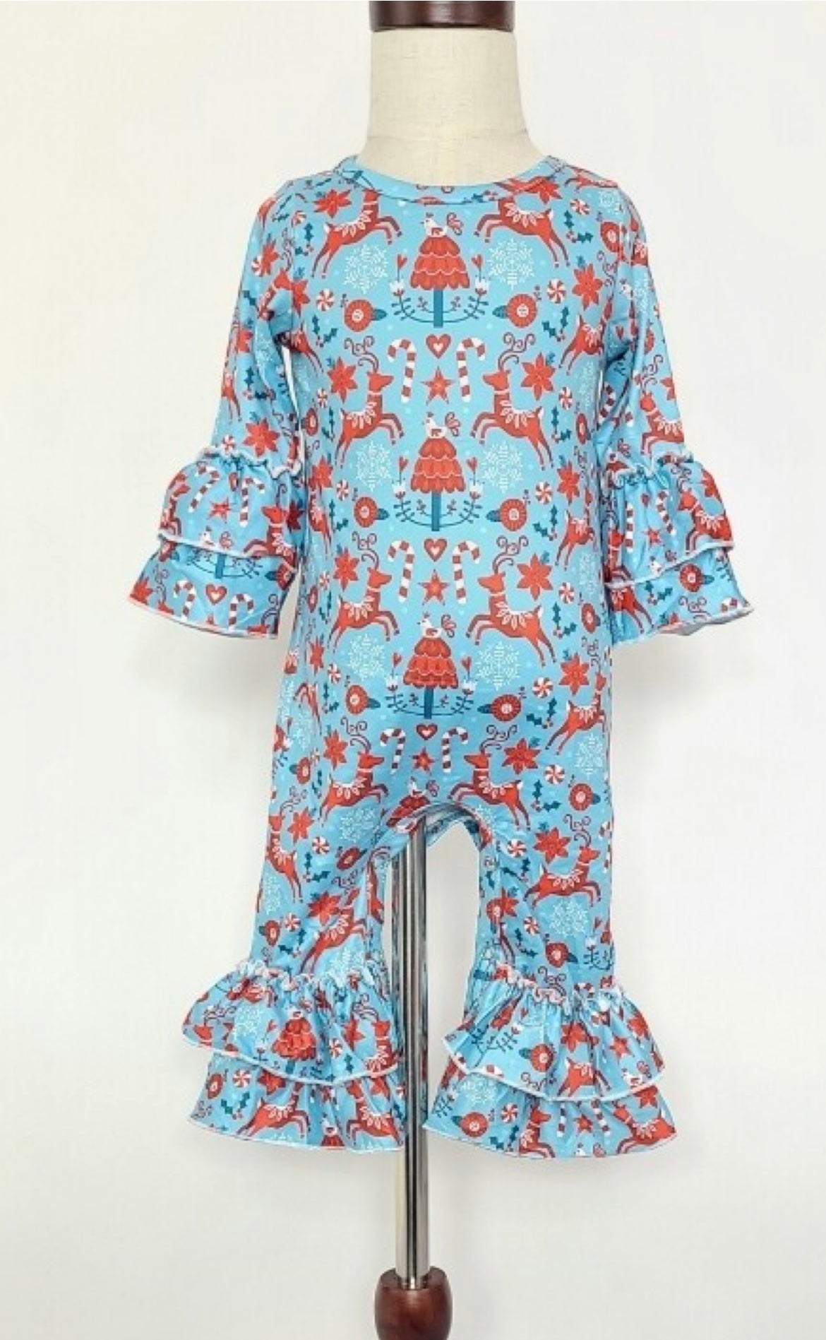 Candy Cane Baby Deer Romper