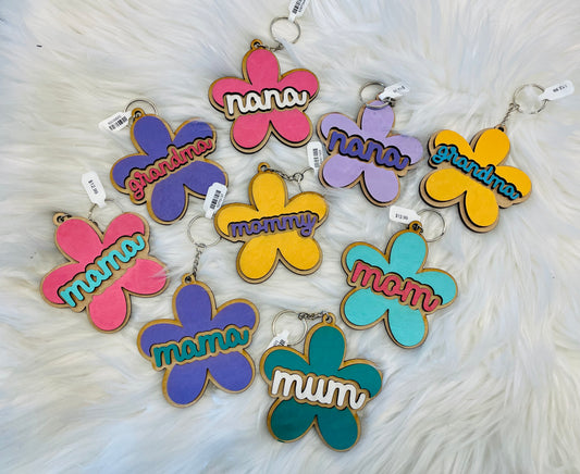 Custom Wood Flower Keychain