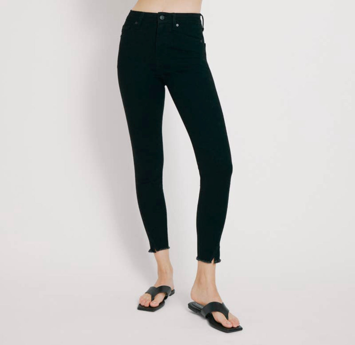 High Rise Frayed Hem Black Anke Skinny