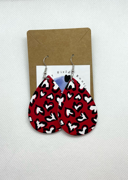 Leopard Heart Print Earrings