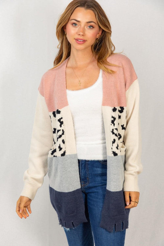 Color Blocked Leopard Sweater